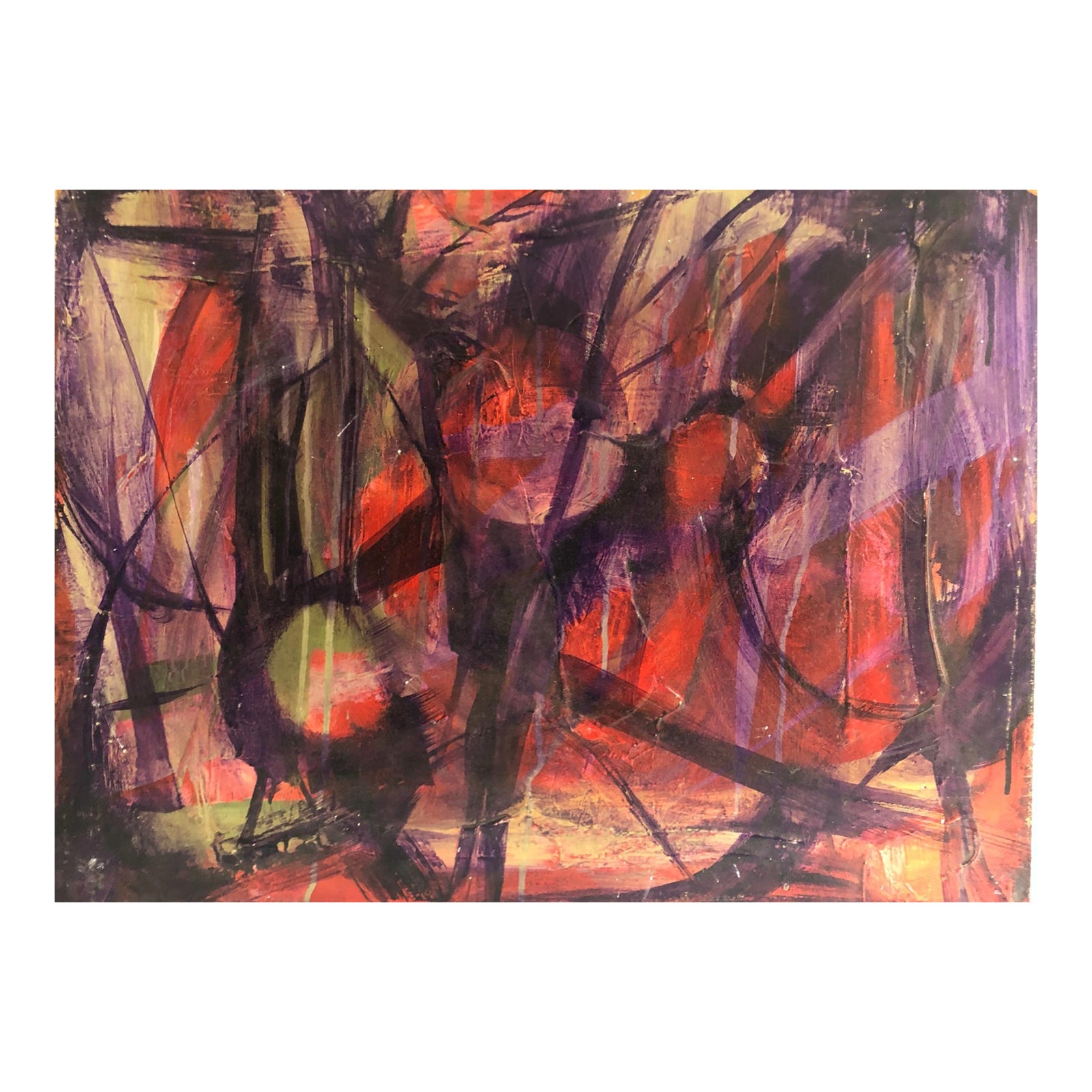 Abstract Mid Century Oil Painting Chairish
