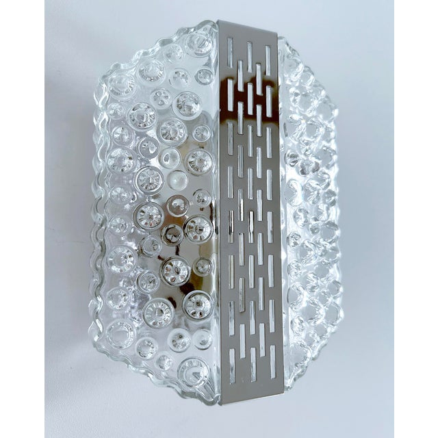 Glass Vintage Bubble Glass and Chrome Sconces, 1970s, Set of 2 For Sale - Image 7 of 18