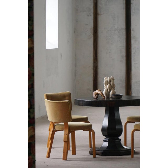 Vintage Danish Round Art Deco Console Table in Ebonized Oak, 1930s For Sale - Image 14 of 18