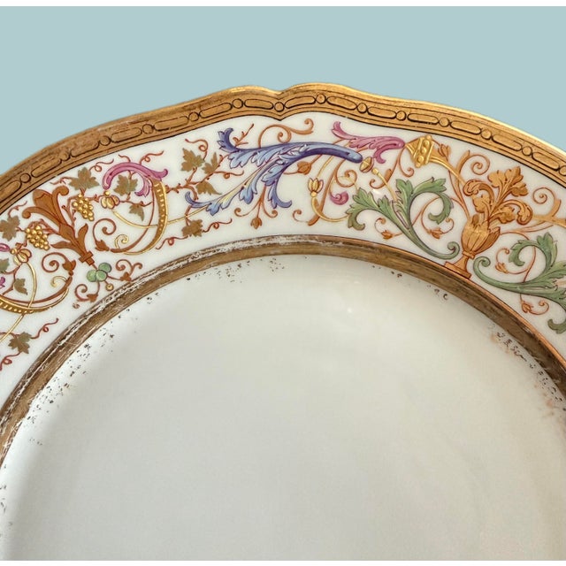 Gold Antique French Le Rosey Dinner Plates, 1890, Set of 5 For Sale - Image 8 of 14