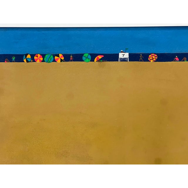 Available for your consideration: Great vintage Hal Atkins beach scene painting. acrylic on Masonite Signed and recently...