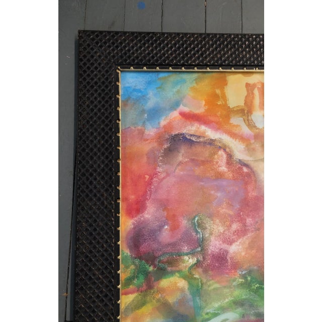 Abstract Vintage Original Abstract Watercolor Painting Framed For Sale - Image 3 of 7