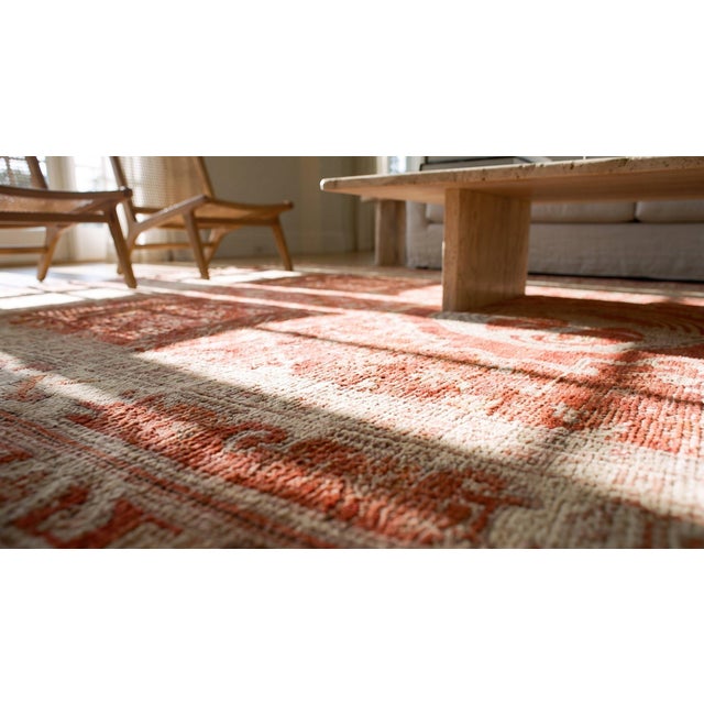 1900s Orange Birds Medallion Antique Chinese Bao Tou Rug 4'4" X 7'2" Knotted Wool Carpet For Sale - Image 10 of 12