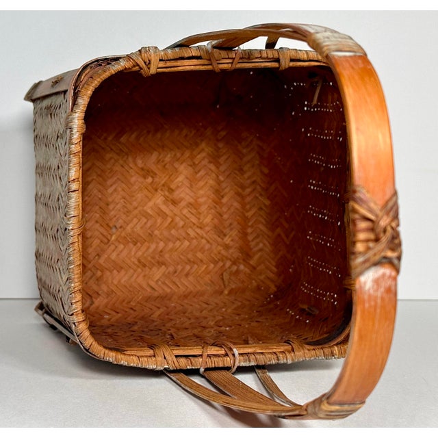 1930s Japanese Ikebana Hanakago Woven Bamboo Flower Basket For Sale - Image 10 of 14