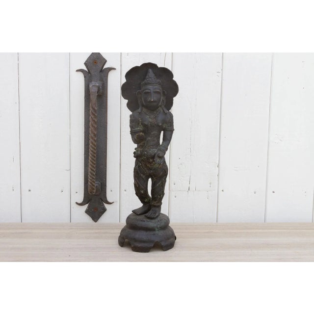 Indian Antique Indian Oxidized Brass Statue For Sale - Image 3 of 11