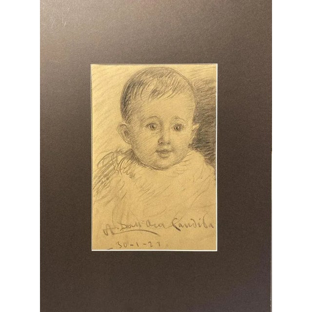 Angelo Dall'Oca Bianca, Portrait of Child, 1921, Charcoal For Sale - Image 3 of 5