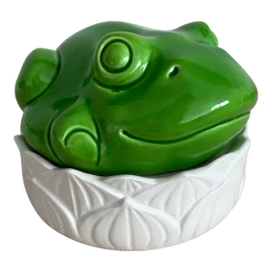 Vintage Shallow Porcelain Frog Container Box