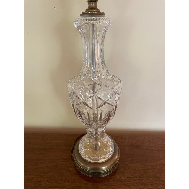 Mid 20th Century Mid-Century Cut Crystal and Brass Hollywood Regency Style Lamp For Sale - Image 5 of 12