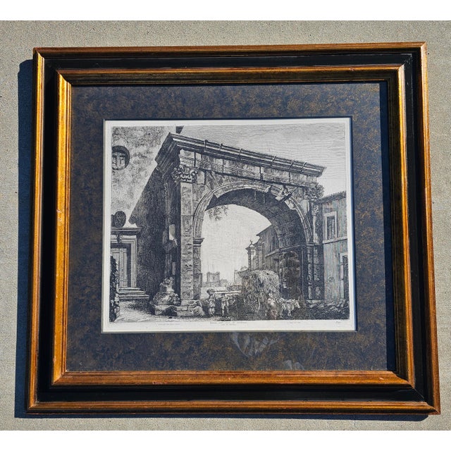 Luigi Rossini (1790–1857) 1821 Roman Antiquities Etching – Arch of Gallienus – Framed This is an authentic early 19th-...