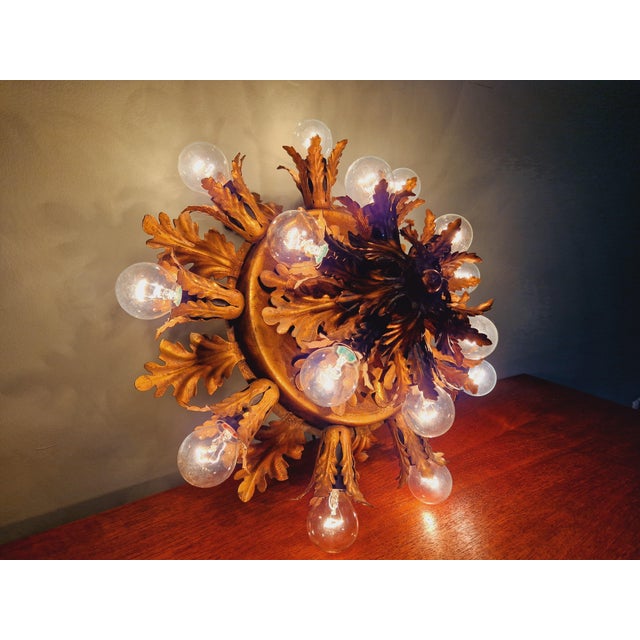 Large Gold Metal Ceiling Light from Banci Firenze, Italy, 1960s For Sale - Image 10 of 16