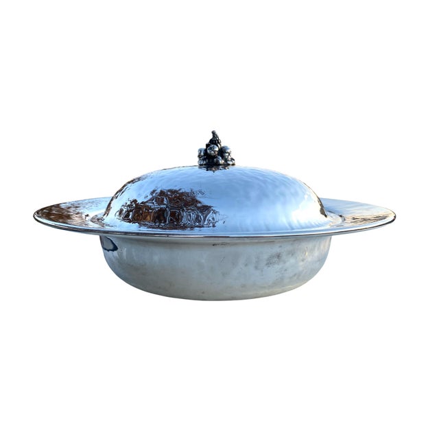 Mid 20th Century Stunning Large Handmade Hammered Silverplate Covered Serving Bowl by Renzo Cassetti, Italy For Sale In San Francisco - Image 6 of 14