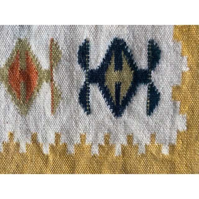 Handmade Yellow and Cream-White Flat-Weave Tapestry, Vlasti, Greece, 1970s For Sale - Image 11 of 13