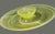 Late 20th Century Round Chartreuse White Opaque Swirl Art Glass Chip & Dip Platter For Sale - Image 4 of 6