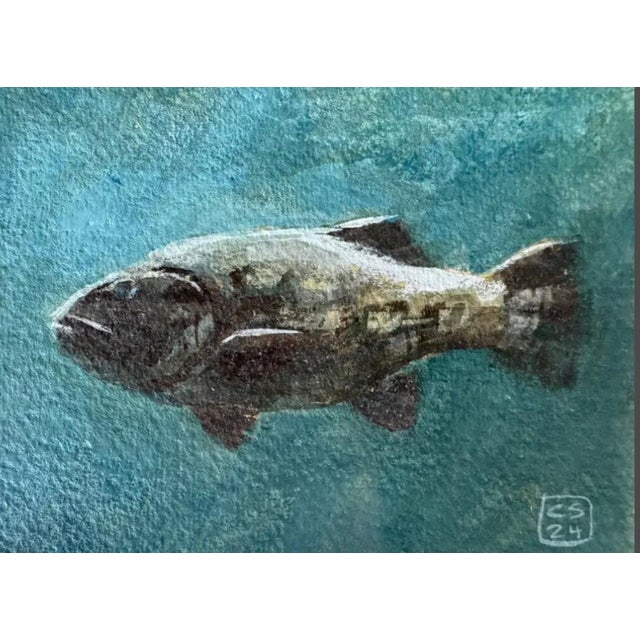 Contemporary 2024 Gouache Painting of a Fish, Framed For Sale - Image 3 of 5