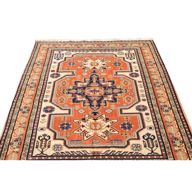 Vintage Hand-Knotted Persian Ardebil Rug 4'9" X 6'6" For Sale - Image 4 of 16