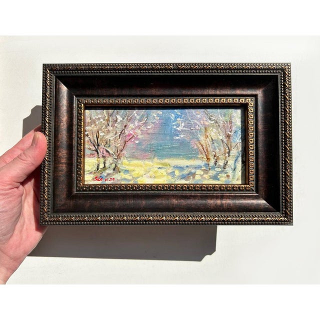 Framed Original Painting Cherry Blossoms Plein Air Landscape by Valeriya Serova For Sale - Image 4 of 7
