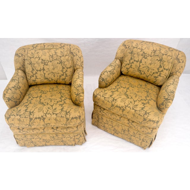 Pair of Gold Floral Pattern Upholstery Lounge Chairs by Thomasville MINT For Sale - Image 11 of 18