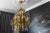 Hollywood Regency Style Gilt Metal and Crystal Glass Six-Light Chandelier, Italy For Sale - Image 9 of 18
