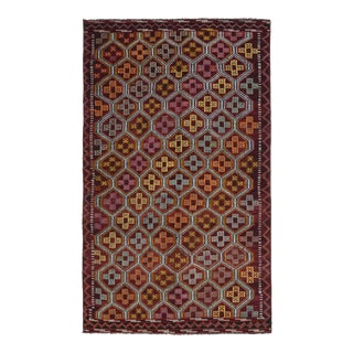 Vintage Turkish Oushak Handmade Wool Cotton Brown Area Rug For Sale