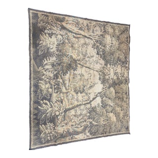 19th Century French/Belgian Verdure Woven Tapestry Elaborate Foliage & Birds For Sale