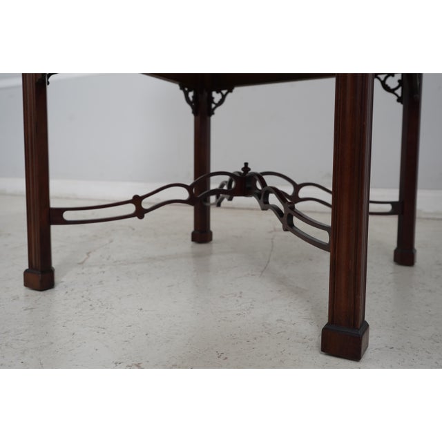 1990s Chippendale Style Figural Banded Mahogany Lamp Table For Sale - Image 5 of 12