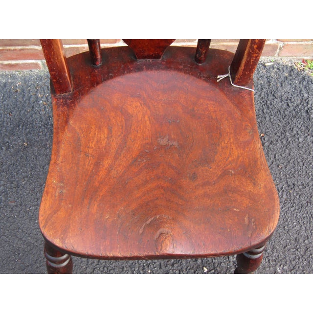 English Victorian Elm Fiddleback Kitchen/Dining Chair 1860 For Sale - Image 4 of 9