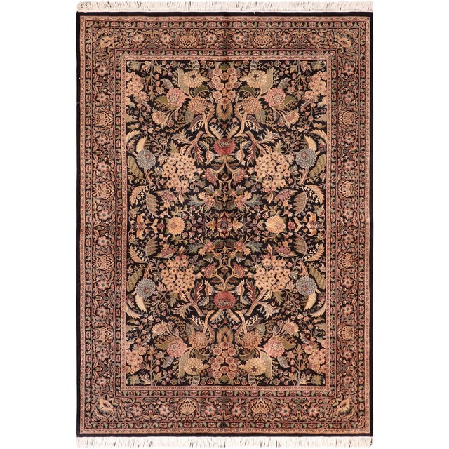 Art Nouveau 1990's Pak-Persian Black/Green Wool Rug - 5'11'' X 9'1'' For Sale - Image 9 of 9