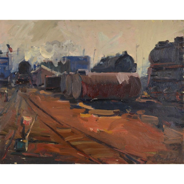 1960s Laimonis Bubieris, at the End of the Working Day in Liepāja. 1963, OIl and Cardboard For Sale - Image 5 of 5