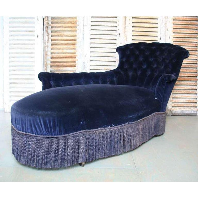 Chaise Longue In Blue Velvet Chairish