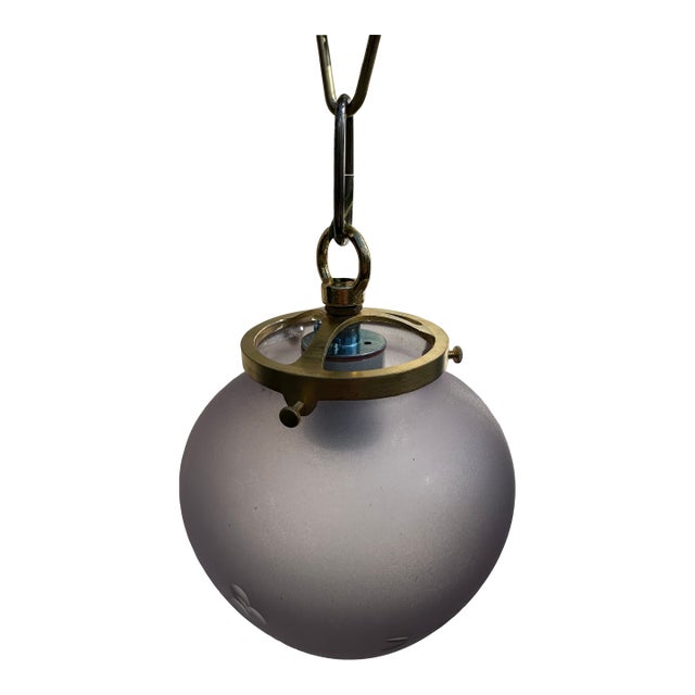 Vintage Glass Heart Shade With Brass Hanging Fixture For Sale