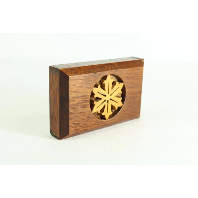 Mid 20th Century Mid 20th Century Novelty Hand-Carved Wooden Box With Puzzle Inside For Sale - Image 5 of 13