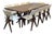 Joseph Jeup Sculpted Trestle Dining Table + X Back Dining Side Chairs, Set For Sale