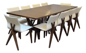 Joseph Jeup Sculpted Trestle Dining Table + X Back Dining Side Chairs, Set