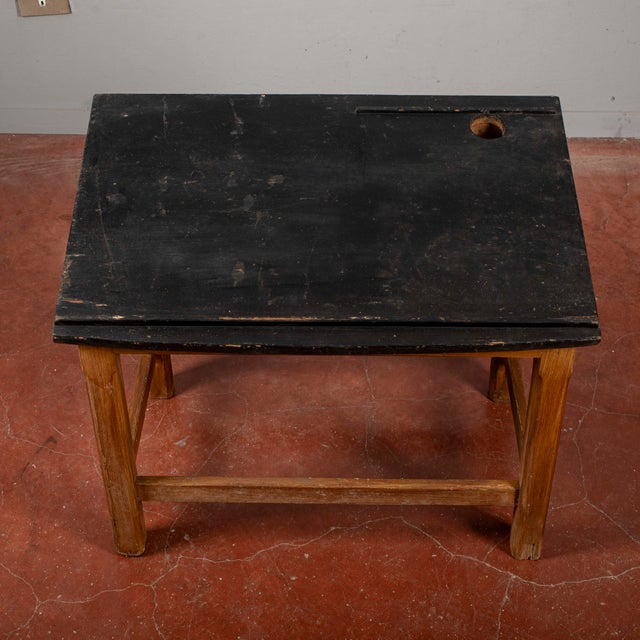 Solid Wood Slanted Student Desk with Pen Holder For Sale - Image 10 of 18