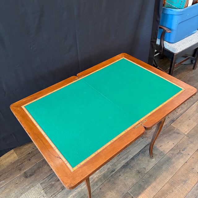 French Louis XV Walnut Marquetry Inlaid Card and Backgammon Table For Sale - Image 15 of 15