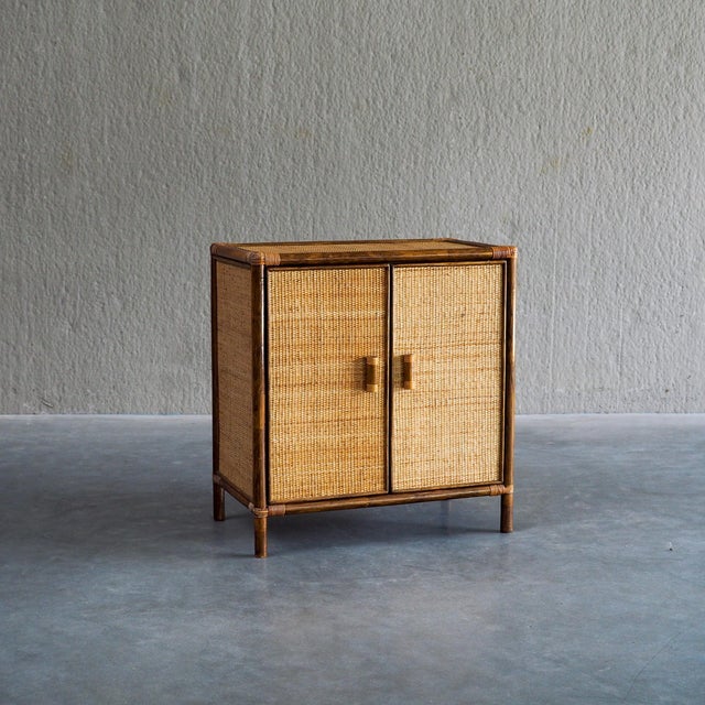 Brown Vintage Rattan and Woven Cane Cabinet, 1970s For Sale - Image 8 of 15