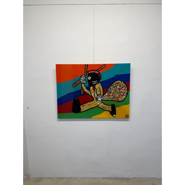 Orange Modern Pop Art Resin Over Acrylic on Canvas Painting - Signed Nb For Sale - Image 8 of 10