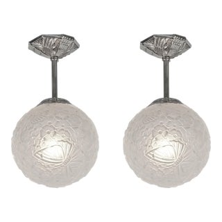 A Pair of French Art Deco Flush Mounts by Hettier & Vincent 1920s France - 2 Pairs Available For Sale