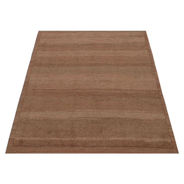 Contemporary Rug & Kilim’s Modern Rug in Terracotta Tones and Striae With Brown Accents For Sale - Image 3 of 8