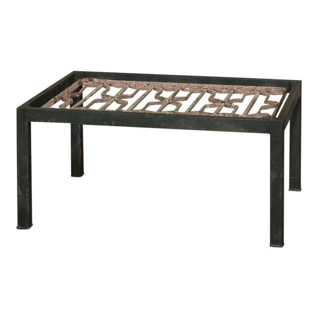 Antique Wrought Iron Panel Coffee Table For Sale