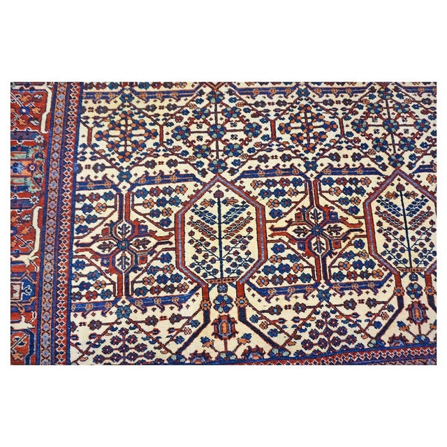 Textile Antique Persian Joshagan 7X10 Red, Navy & Ivory Handmade Area Rug #1140490 For Sale - Image 7 of 9