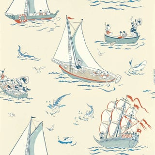 Sanderson Donald Nautical Wallpaper in Sea Salt For Sale