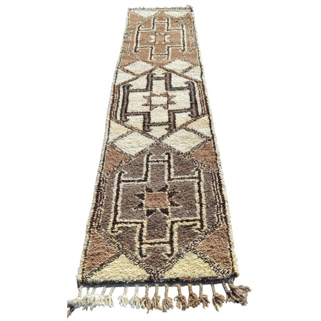 Hand-Knotted Turkish Runner Rug . Tribal Herki . Pure Natural Undyed Wool - 2′10″ × 11′1″ For Sale - Image 4 of 10