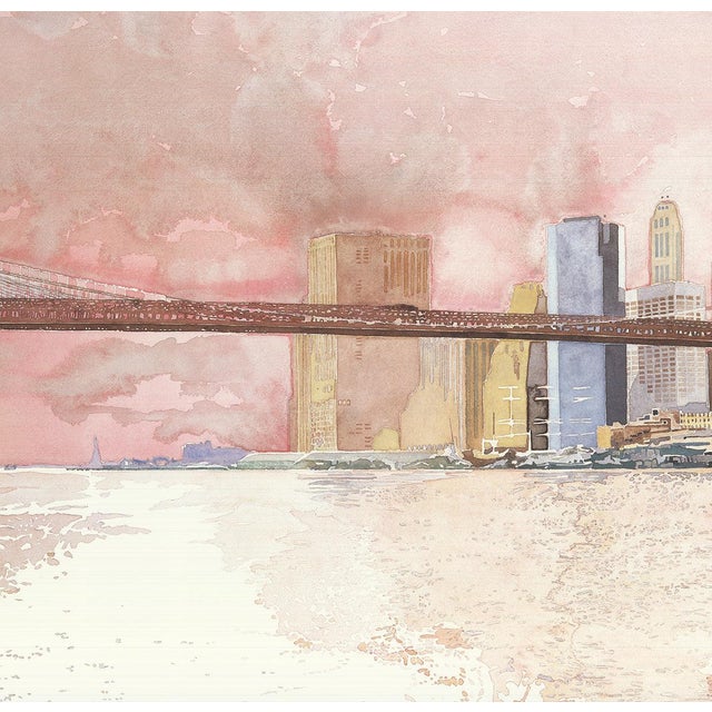 Modern David Lingwood - Brooklyn Bridge -Diptych- 1983 Offset Lithograph 25.5" X 80" For Sale - Image 3 of 4