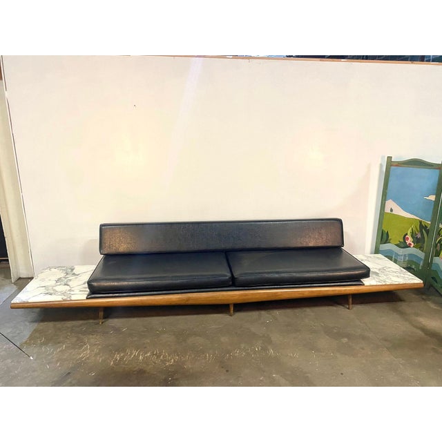 Mid-Century Modern 1960s Adrian Pearsall Attributed Daybed in Walnut With Carrera Marble Endtables For Sale - Image 3 of 16