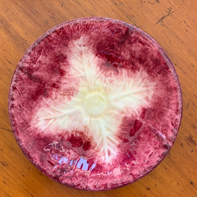 Rosso (red) ceramic Tiffany & Co. Este Ceramiche cabbage pasta plate/bowl with hand-painted cabbage design and brand stamp...