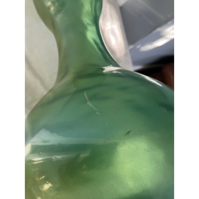 Mid 20th Century Large Mid-Century Vintage Green Iridescent Vase For Sale - Image 5 of 6