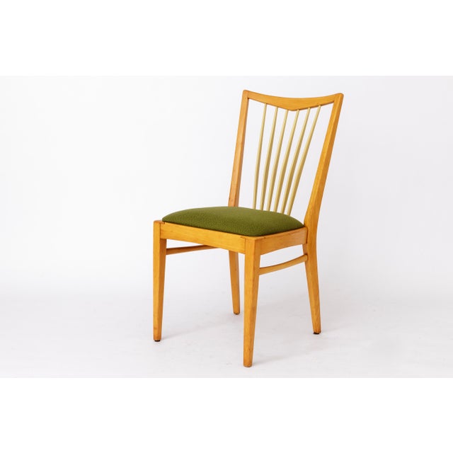 Set of Mid-Century Modern German Chairs in Beech Wood & Fresh Green Upholstery, German, 1950s, Set of 2 For Sale - Image 6 of 11