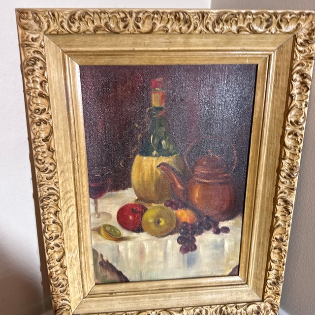 Red Vintage French Still Life Painting Framed For Sale - Image 8 of 9