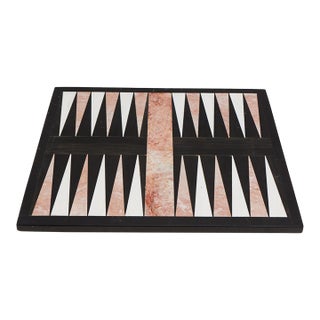 Large Pink Marble Inlay Backgammon Game Board For Sale
